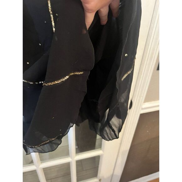 Vtg Womens Small Black Dress Whimsigoth Dark Fairy Flapper Sequin Beaded Ff - Picture 8 of 9